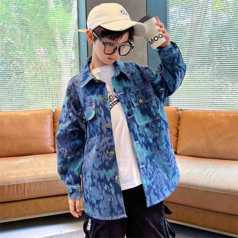 ZHONGRUI 2022 Fall graffiti denim coat