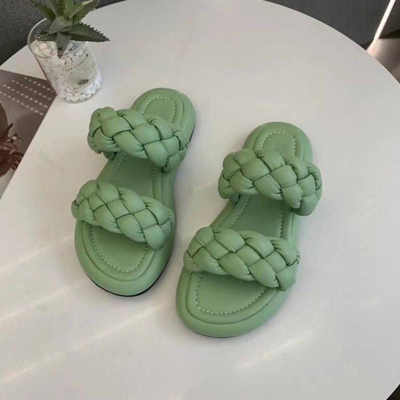 BODUODUO Slippers women's summer wear 2022 new versatile net celebrity woven platform beach women's shoes summer sandals